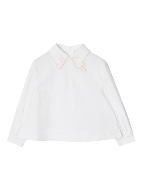 Embroidered-collar shirt - White