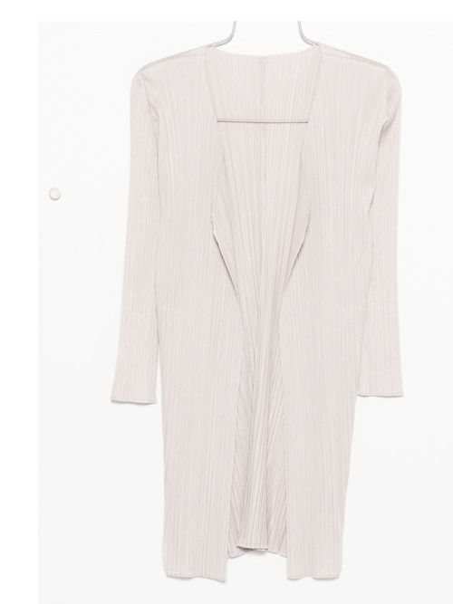 Pleated open-front cardigan - Grey