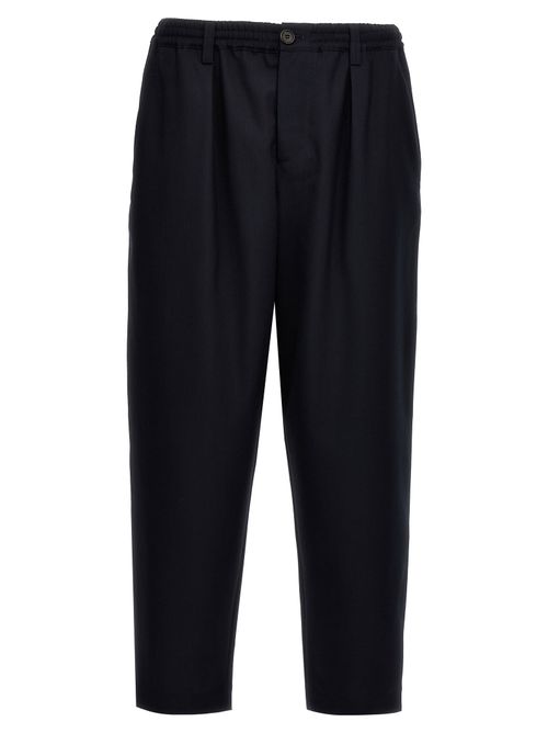 Virgin Wool Cropped Trousers — Black