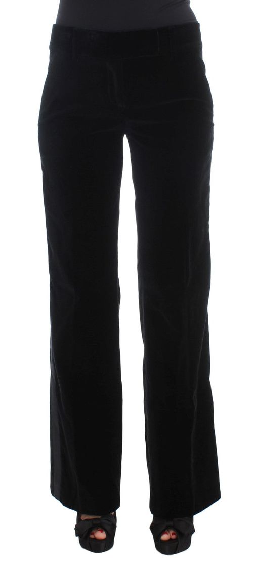 Wide-Leg Viscose Trousers — Black