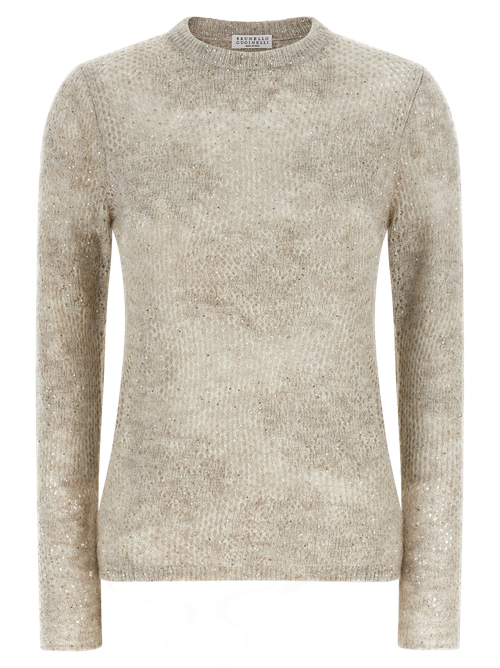 Flower Lace Sweater — Beige