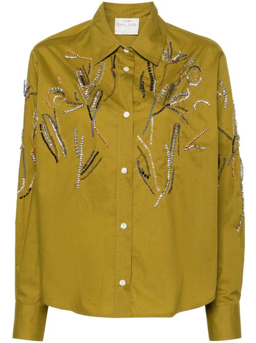 Crystal-embellished poplin shirt - Green