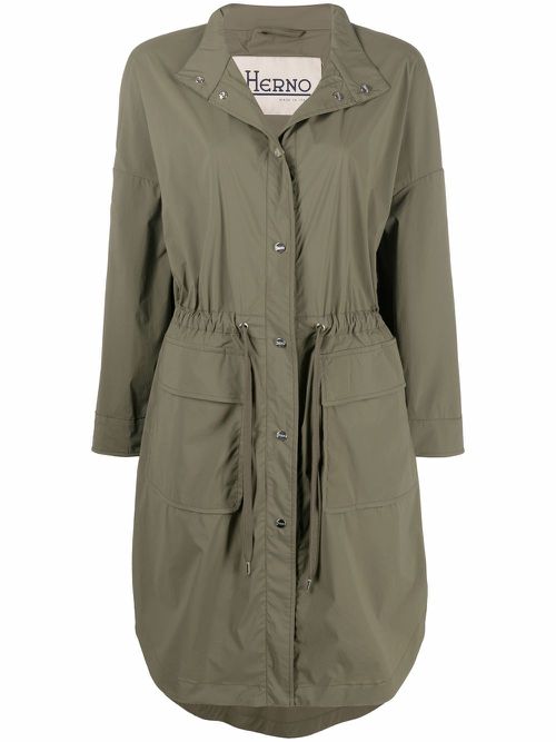 Drawstring waist parka coat - Green