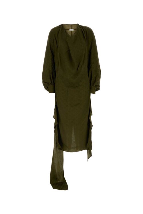 Olive Green Silk Dress