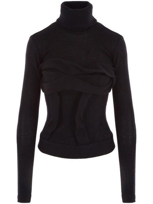 Gathered-detail layered jumper - Black