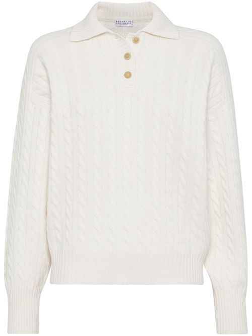 Cable-knit cashmere jumper - Neutrals