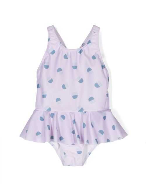 Pippa illustration-print swimsuit - Purple