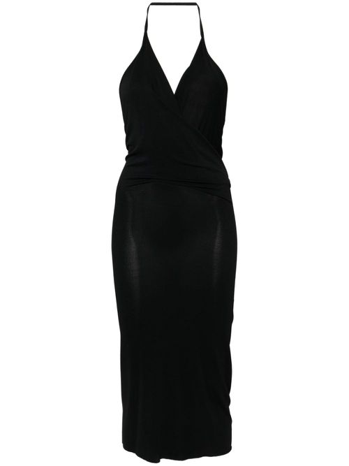 Rose cowl-effect midi dress - Black