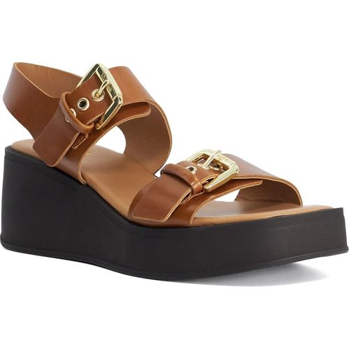 Dune London Womens Ladies Karola - Wedge Double Buckle Sandals - Tan Leather