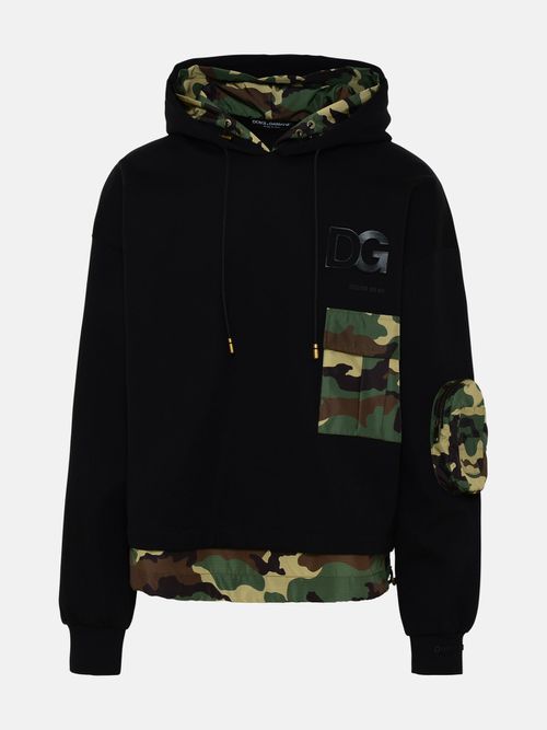 Black Cotton Camouflage Sweatshirt