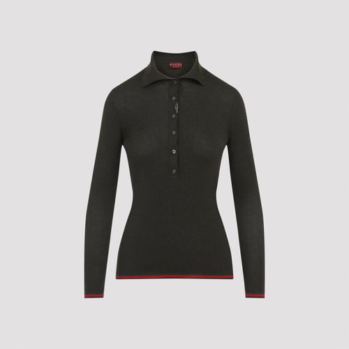 Cashmere and Silk Polo Top with Web