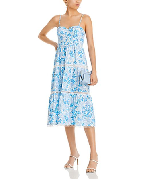 Sleeveless Bustier Tiered Midi Dress - 100% Exclusive