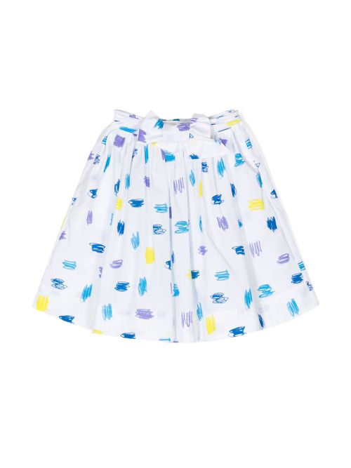 Scribble-print flared skirt - White