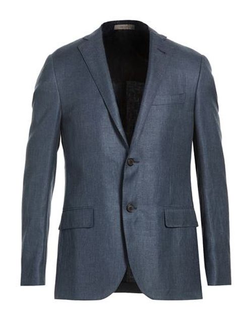 Man Blazer Blue Size 40 Virgin Wool, Linen, Silk