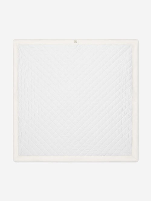 Dolce & Gabbana Baby Quilted Jacquard Logo Blanket in Ivory (72cm) One size