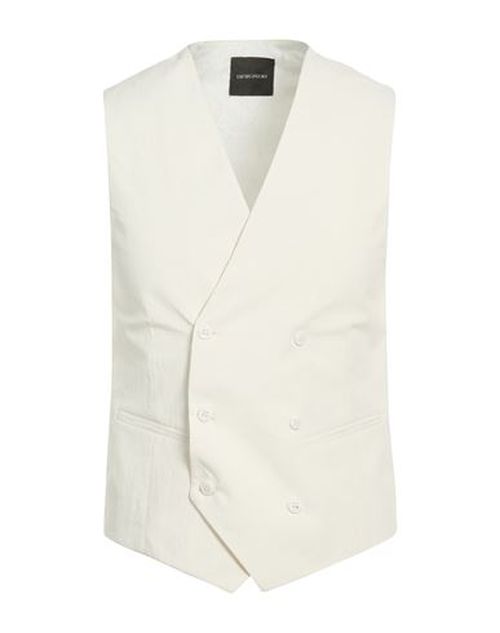 Man Tailored Vest Off white Size 38 Tencel, Linen