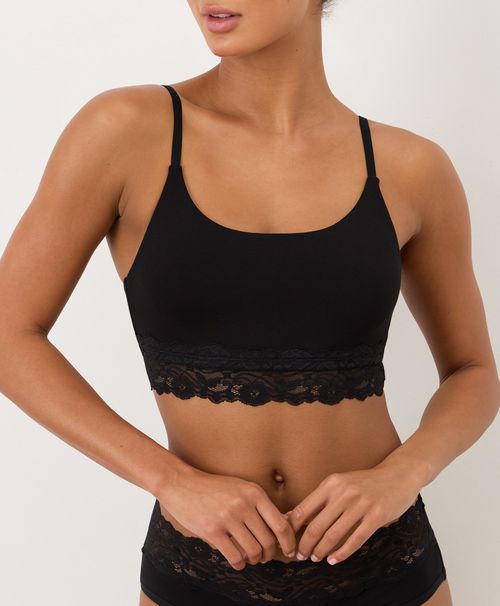 Women's Black Lace Modern Scoop Bralette