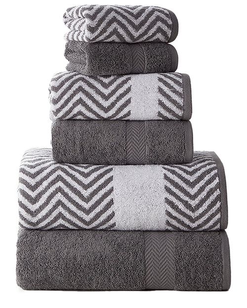 6pc Chevron Jacquard Towel Set with LetsDry
