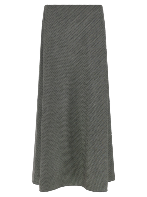 Chevron-Textured Virgin Wool Blend Skirt — Gray