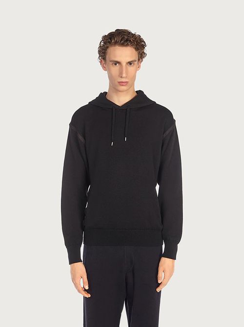 Long-sleeved cotton hoodie - Black