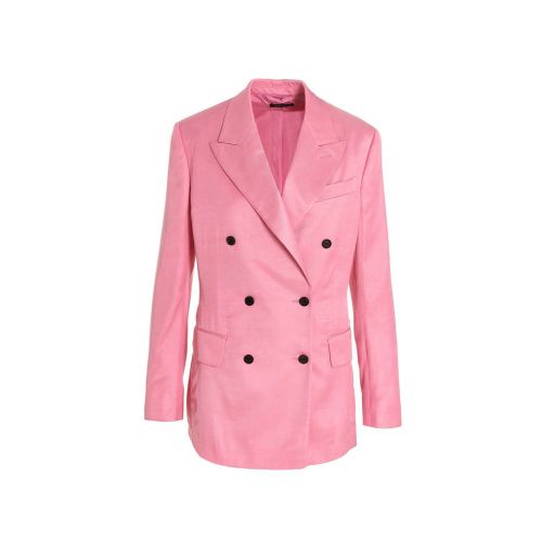 Double-Breasted Viscose Blazer — Pink