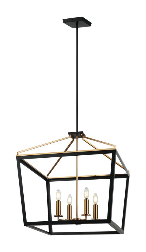Mavonshire 4-Light Chandelier in Black with Aged Gold Bra
