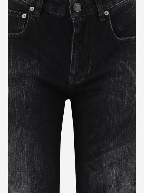 Wide-Leg Denim Trousers — Black