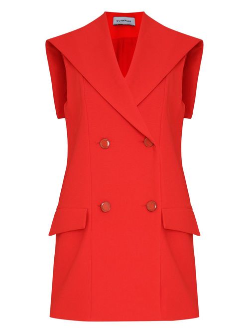 Double-breasted sleeveless blazer - Red