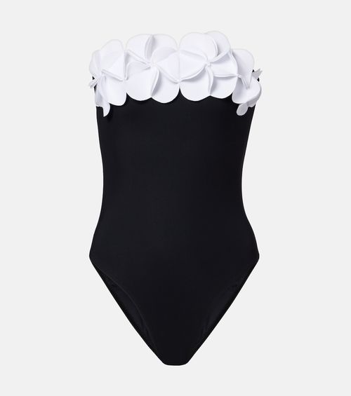Tess floral-appliqué bandeau swimsuit