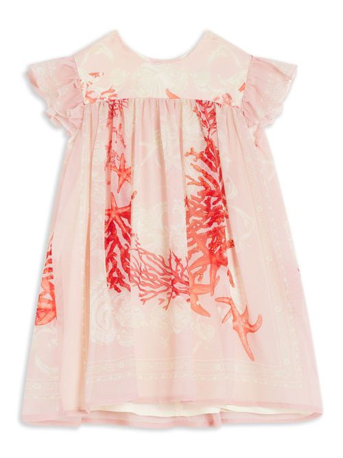 Coral starfish print flared dress - Pink