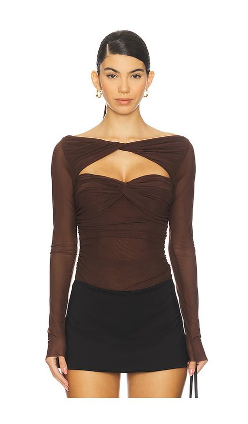 MAJORELLE Eleanora Bodysuit in Chocolate Brown. XL also in L, M, S