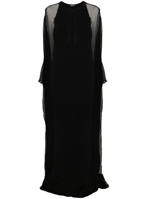 Semi-sheer-panelled maxi dress - Black