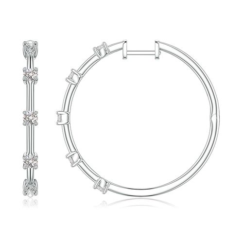 Angara 0.69 CTW Round Diamond Five-Stone Station Hoop Earrings in 18K White Gold
