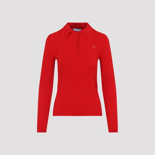 Women's Ribbed Long Sleeve Polo Shirt