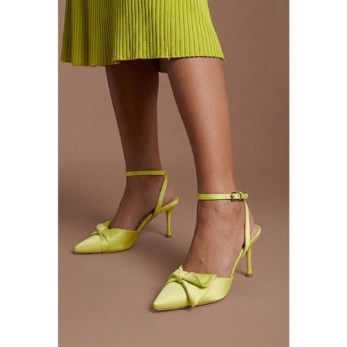Coast Rosa Satin Ruffle Detail High Stiletto Heeled Court Shoes In Chartreuse
