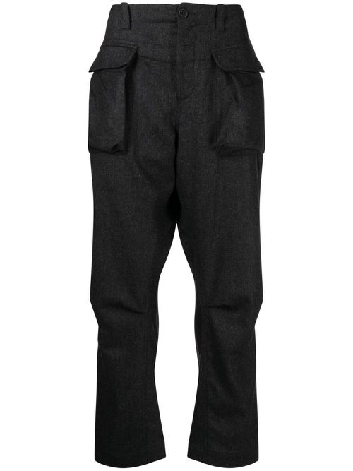 Flap-pocket straight-leg trousers - Black