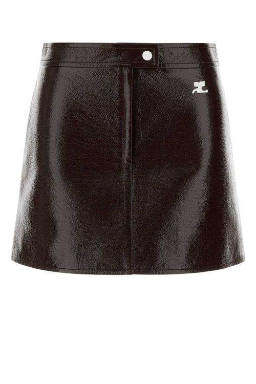 Courreges Vinyl Skirt — Brown