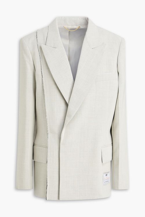 Frayed wool-blend blazer - Gray - UK 12