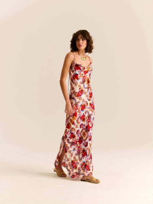 Paisley Floral Slip Dress In Multi