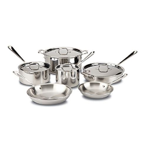 All Clad D3 Stainless Steel 3-Ply Bonded 10-Piece Cookware Set