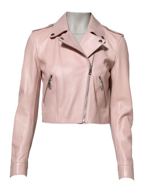 Leather Biker Jacket — Pink