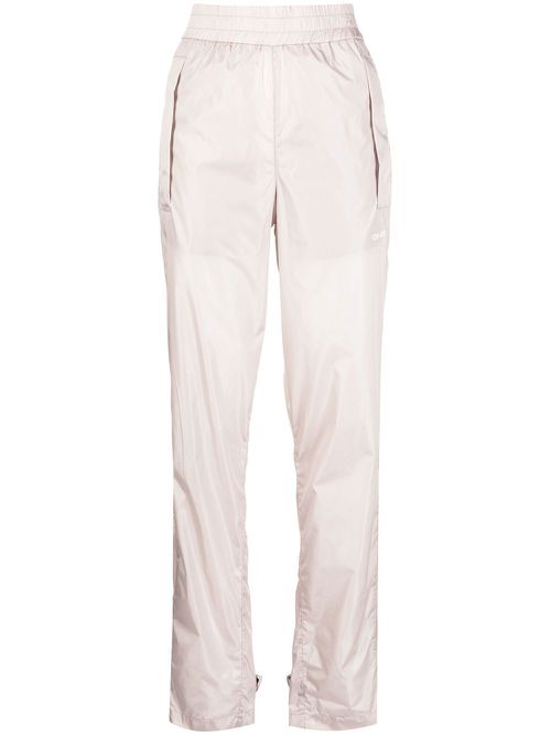 Diagonal-stripe straight-leg trousers - Brown