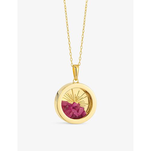 Womens Yellow Gold Sunburst Amulet July 22ct Yellow Gold-plated Sterling-silver and Ruby Pendant Necklace 
