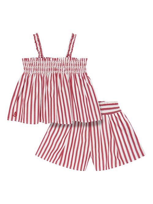 Striped cotton shorts - Red