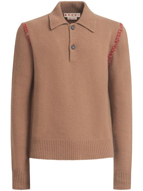 Knitted polo shirt - Brown
