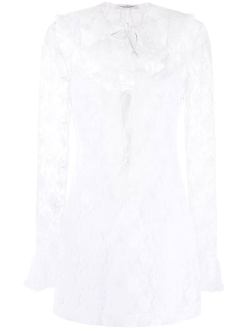 Ruffled lace minidress - White