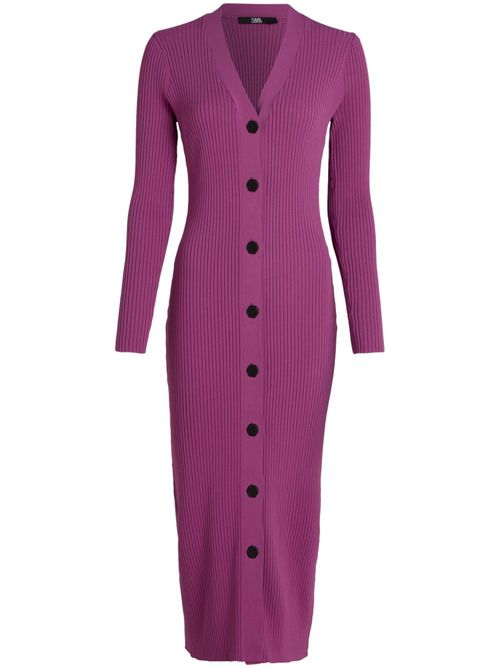 Button-up ribbed maxi dress - Purple