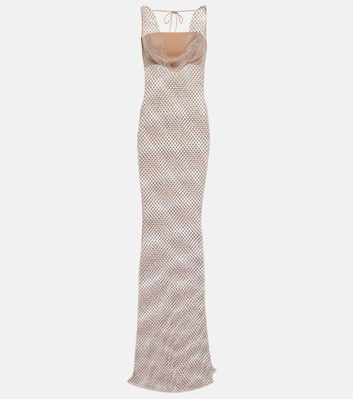 Embellished mesh gown
