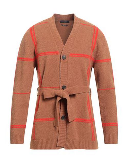 Man Cardigan Camel Size L Merino Wool, Polyamide, Cashmere, Elastane