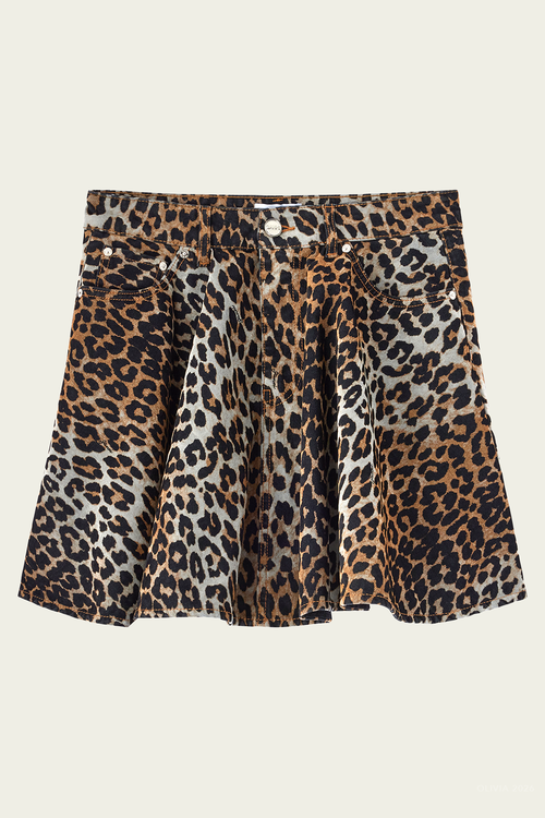 Flock Denim Mini Skirt in Almond Milk